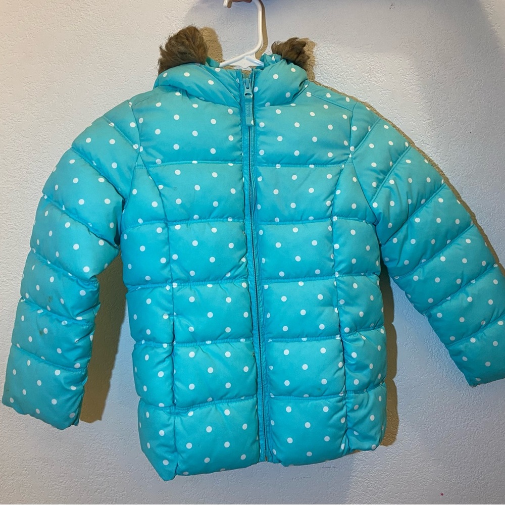 Turquoise-Blue Polka Dot Snow Jacket